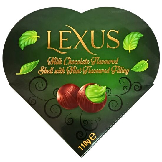 Lexus, praline de ciocolata cu crema de menta, cutie inima, 110g