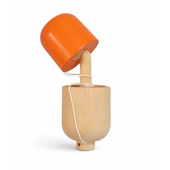 Jucărie din Lemn Kendama Pill – Joc de Îndemânare și Coordonare pentru Copii și Adulți, portocaliu