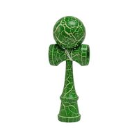 Jucărie din Lemn Kendama – Joc de Îndemânare și Coordonare pentru Copii și Adulți, verde, cracks