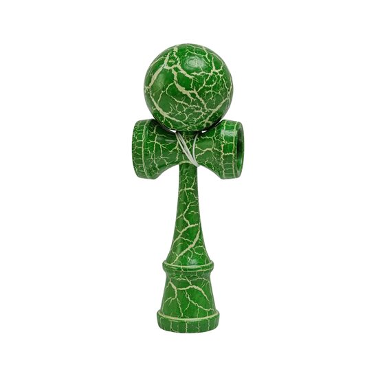 Jucărie din Lemn Kendama – Joc de Îndemânare și Coordonare pentru Copii și Adulți, verde, cracks