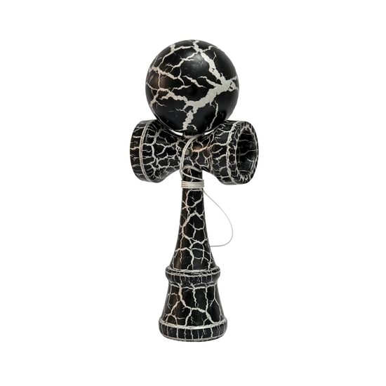 Jucărie din Lemn Kendama  – Joc de Îndemânare și Coordonare pentru Copii și Adulți, negru-alb, cracks