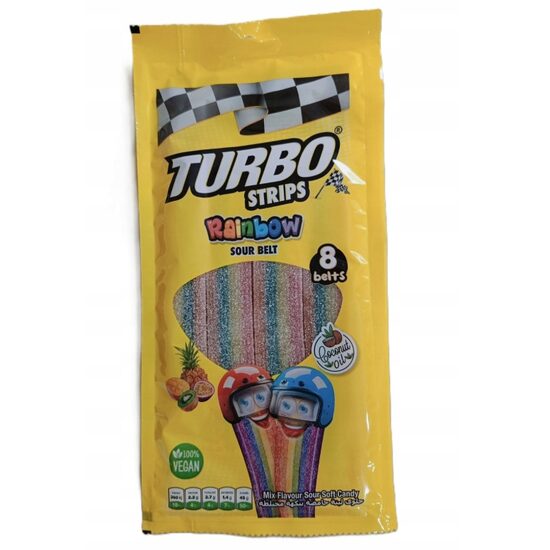 Jeleuri panglica Turbo Strips Sour Rainbow, 80g