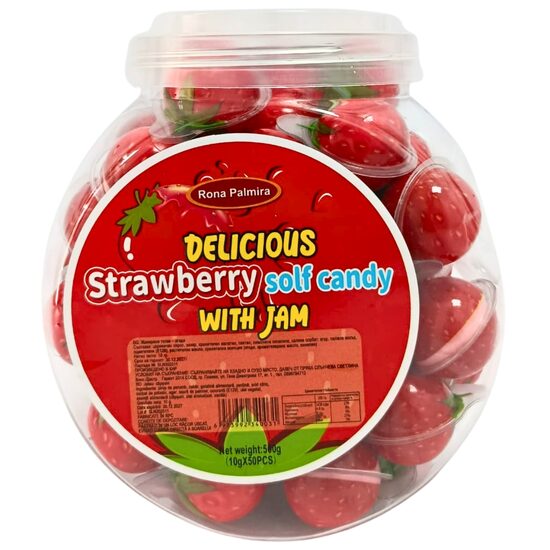 Bomboane gumate cu gem de capsuni - Rona Palmira Strawberry Soft Candy, 10g