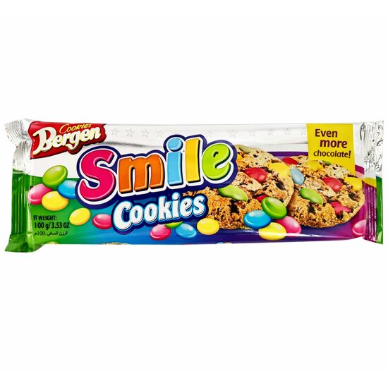 Biscuiți Bergen Chocolate Chip Smile Cookie, 100 g – Gust intens de ciocolată