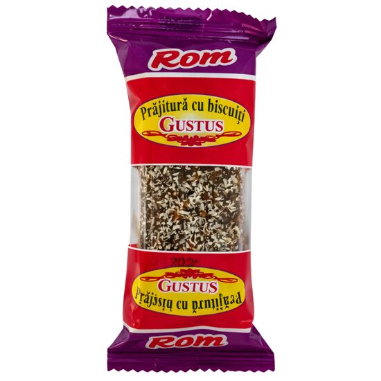 Salam de biscuiti glazurat cu crema de rom Gustus, 65g