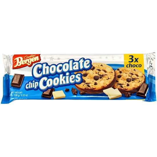 Biscuiți Bergen Original Cookies 3x Choco, 100 g – Triplă ciocolată dulce