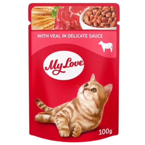 My Love hrana umeda completa pentru pisici adulte cu carne de vita in sos