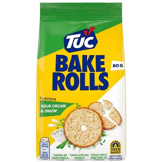 Bake Rolls sour cream & onion Tuc, 80g