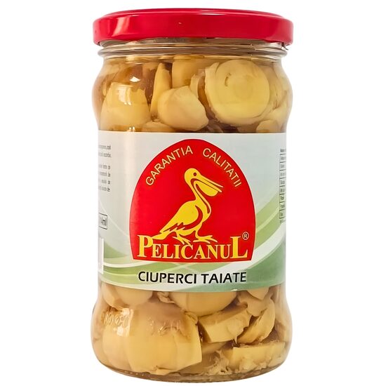 Ciuperci Tăiate Pelicanul 314g – Conserve Naturale pentru Gătit Rapid