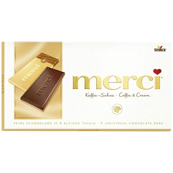 Tableta de Ciocolata Merci cu aroma de cafea si frisca, 100 g