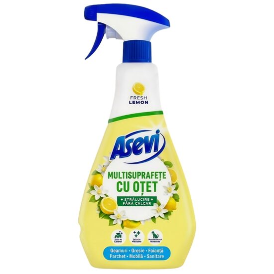 Solutie multisuprafete Asevi cu otet, Lemon, 750 ml