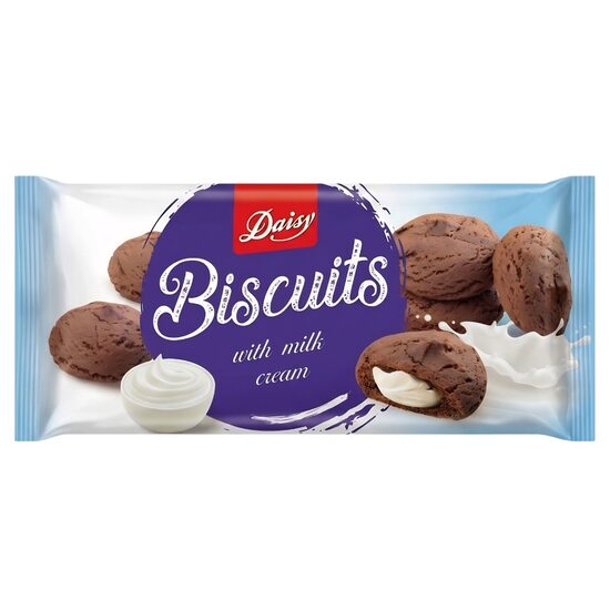 Biscuiți cu cacao și cremă de lapte Daisy, 112g