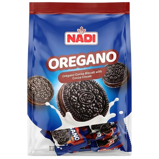 Biscuiți Nadi Oregano cu cacao și cremă de cacao, 220g