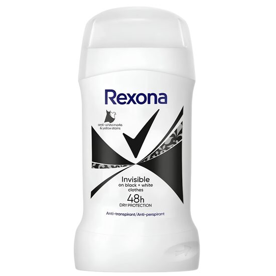 Antiperspirant Rexona Invisible Black+White 50ml, tehnologie MotionSense, protectie 48h, fara pete pe haine