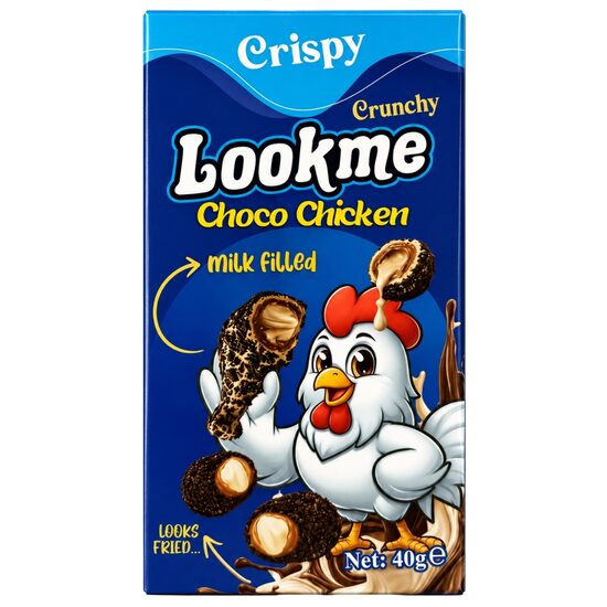 Lookme Choco Chicken Crispy Crunchy, Copanel de ciocolata cu crema de lapte si cacao, 40 g