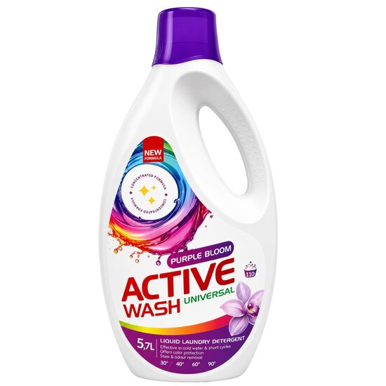 Detergent lichid pentru rufe Purple Bloom Active Wash – 110 spălări, 5,7L, formulă concentrată
