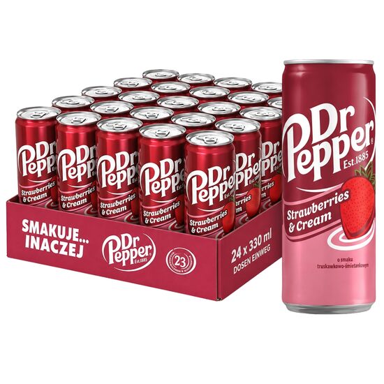 Bautura carbogazoasa Dr Pepper Strawberry & Cream, 330ml, doza, SGR