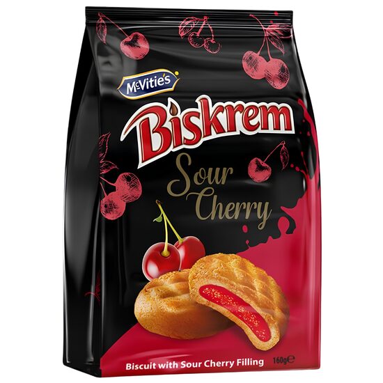 Biscuiti cu crema de visine Biskrem, 160 g