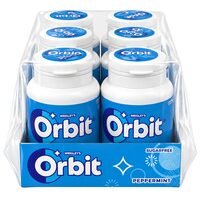 Guma de mestecat fara zahar Wrigley's Orbit Peppermint Blue Drajee 64g, 6 tuburi