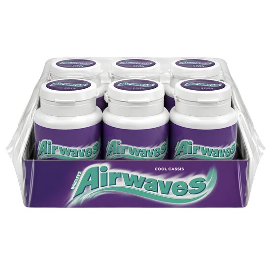 Airwaves Cool Cassis guma de mestecat fara zahar cu arome de mentol si coacaze negre 46 buc 64 g, 6 tuburi