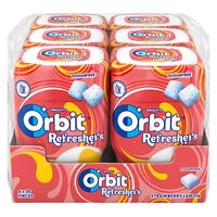 Orbit Refresher guma de mestecat fara zahar cu arome de capsuni si lamaie 30 buc 67g, 6 tuburi