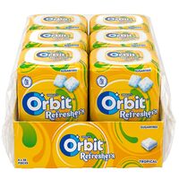 Orbit Refreshers Tropical guma de mestecat fara zahar cu indulcitori si arome de fructe 30 buc 67g, 6 cutii