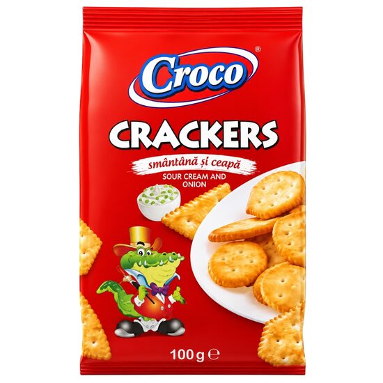 Croco Crakers Sarati Cu Gust De Smantana si Ceapa 100g