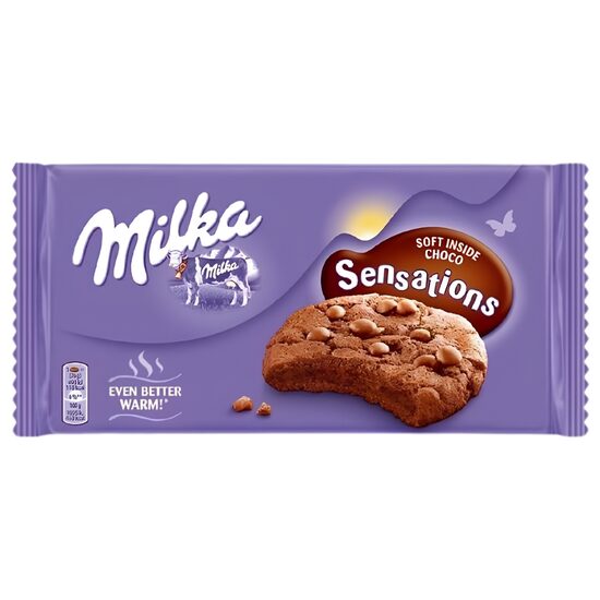 Biscuiti cu cacao si ciocolata Milka, 156g, 6 portii, cu adaos de ciocolata cu lapte