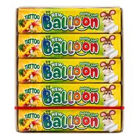 Gumă de mestecat cu aromă de Tutti Frutti și tatuaj temporar surpriză New Balloon, 5 g x 20 buc.